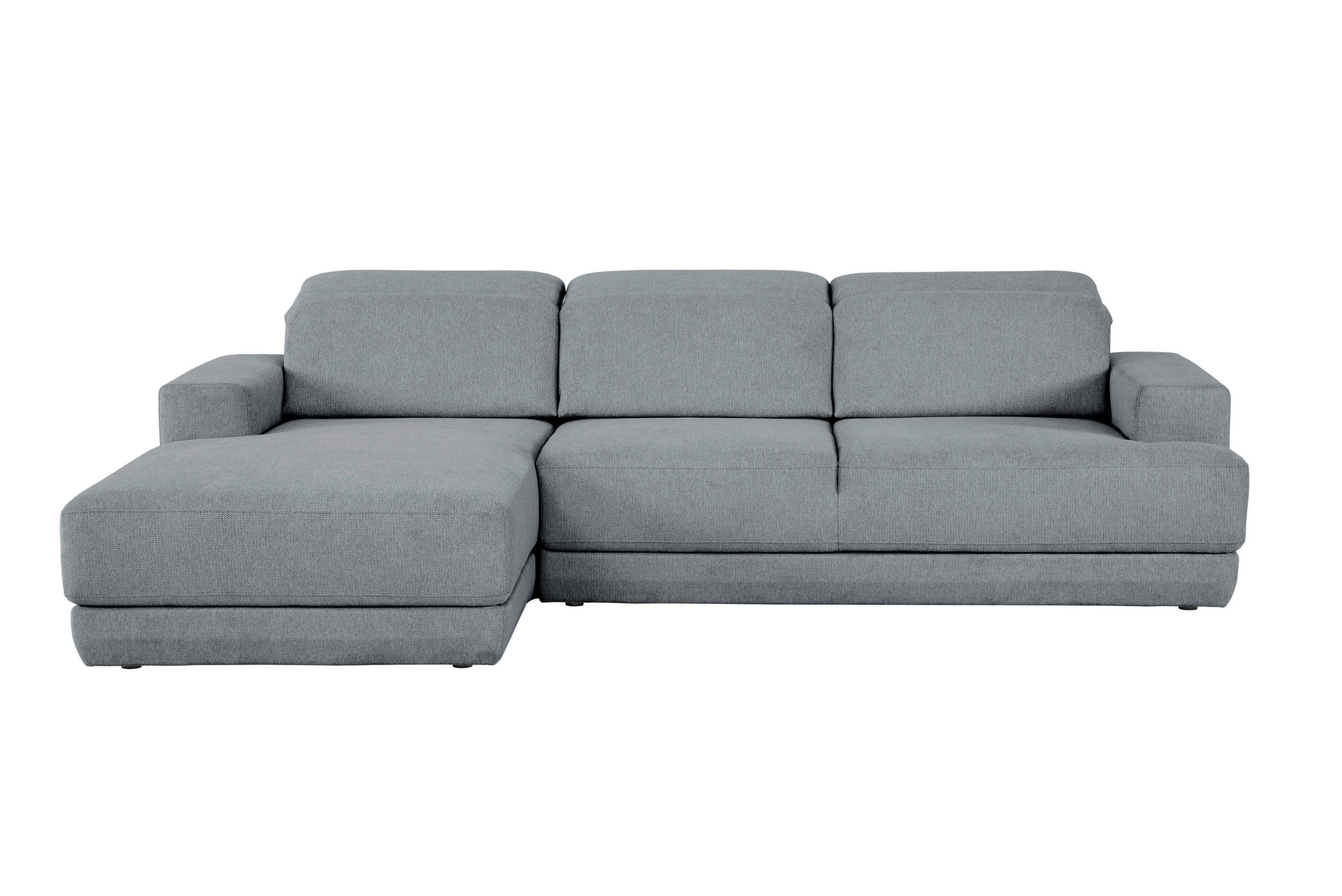ECKSOFA Dunkelgrau Webstoff  - Dunkelgrau/Schwarz, Design, Kunststoff/Textil (204/293cm) - MID.YOU