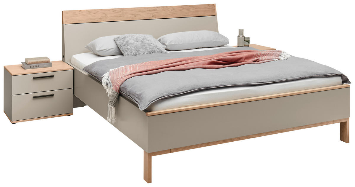 NACHTSCHRANK 60/48,6/46 cm, Taupe, Eiche Bianco, furniert  - Taupe/Eiche Bianco, Design, Holz/Holzwerkstoff (60/48,6/46cm) - Dieter Knoll
