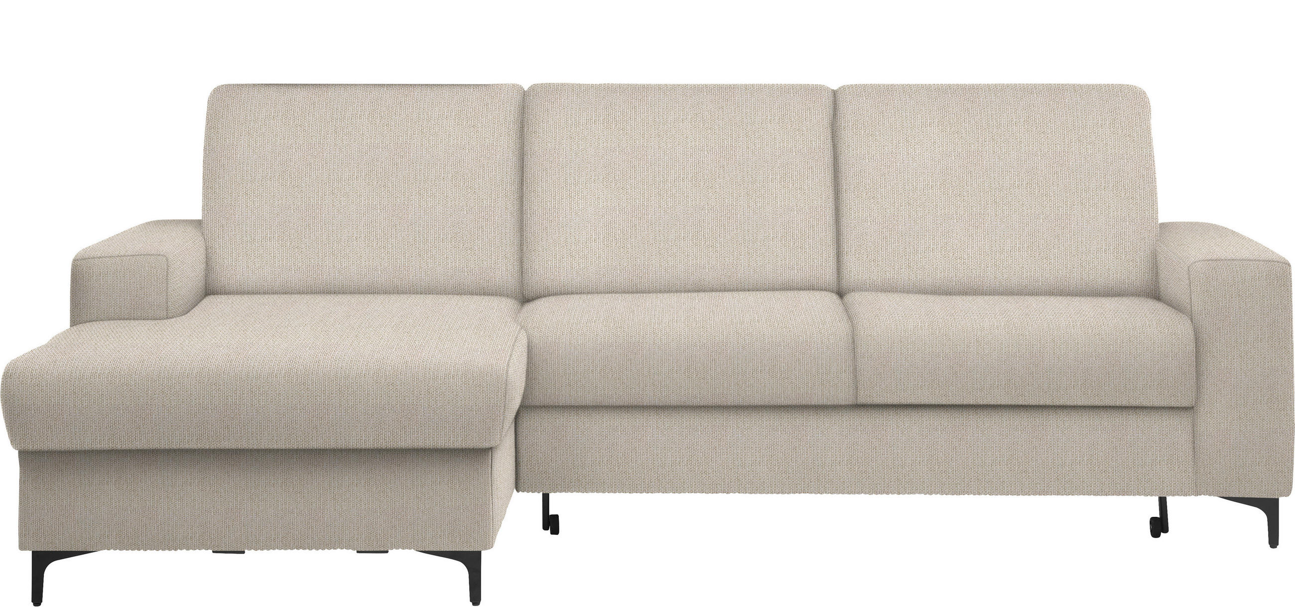 ECKSOFA in Webstoff Beige  - Beige/Schwarz, Konventionell, Textil/Metall (167/247cm) - Stylife