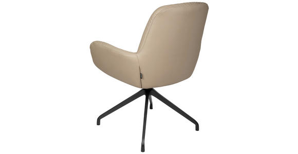 ARMLEHNSTUHL  in Aluminium, Eisen Echtleder pigmentiert  - Taupe/Schwarz, Design, Leder/Metall (64/89/65cm) - Dieter Knoll