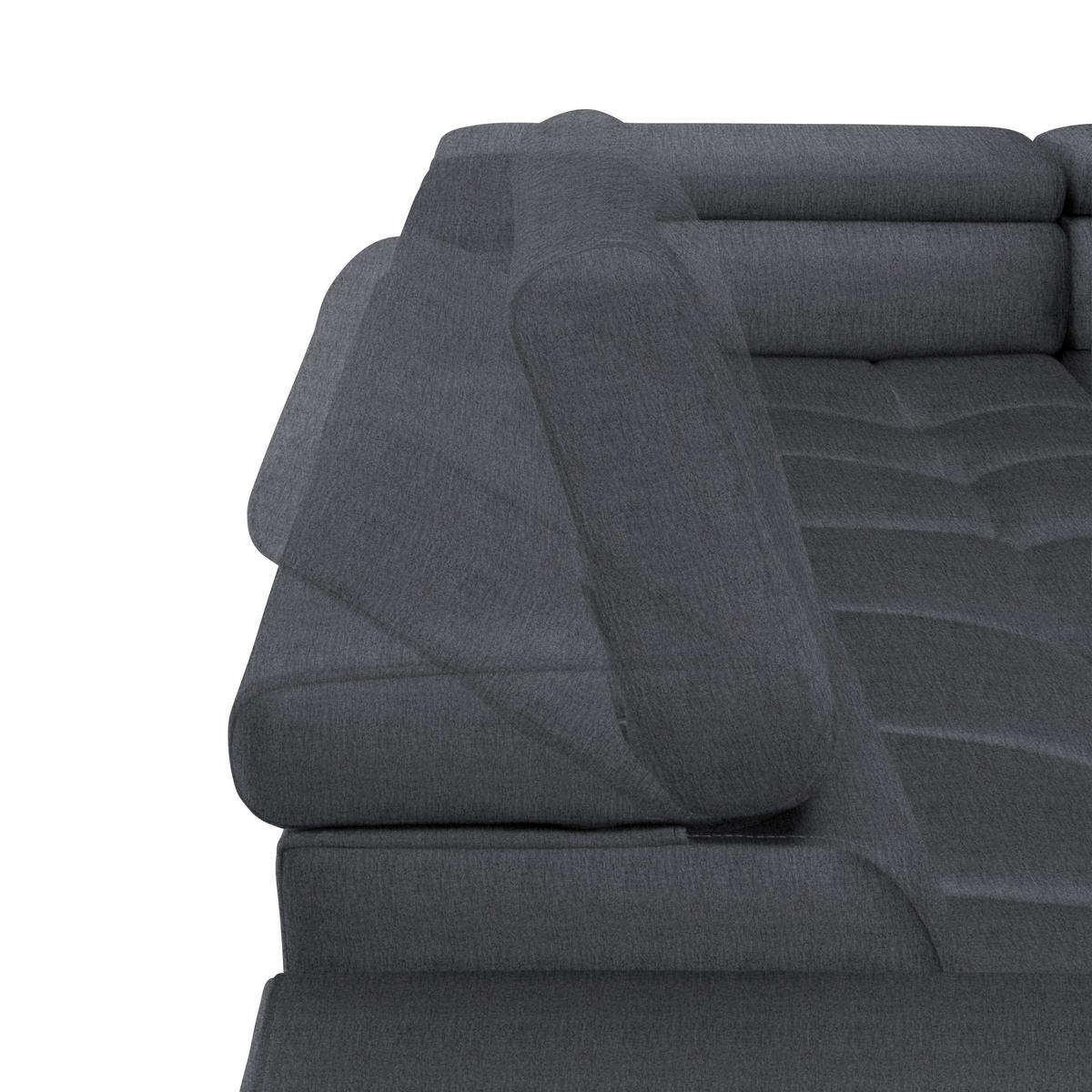 ECKSOFA Grau Samt, Webstoff  - Schwarz/Grau, Design, Textil/Metall (300/216cm) - Welnova