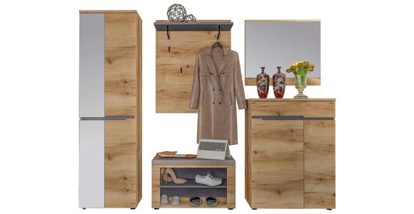 GARDEROBE  in 245/192/38 cm  - Eichefarben/Graphitfarben, KONVENTIONELL, Glas/Holzwerkstoff (245/192/38cm) - Xora