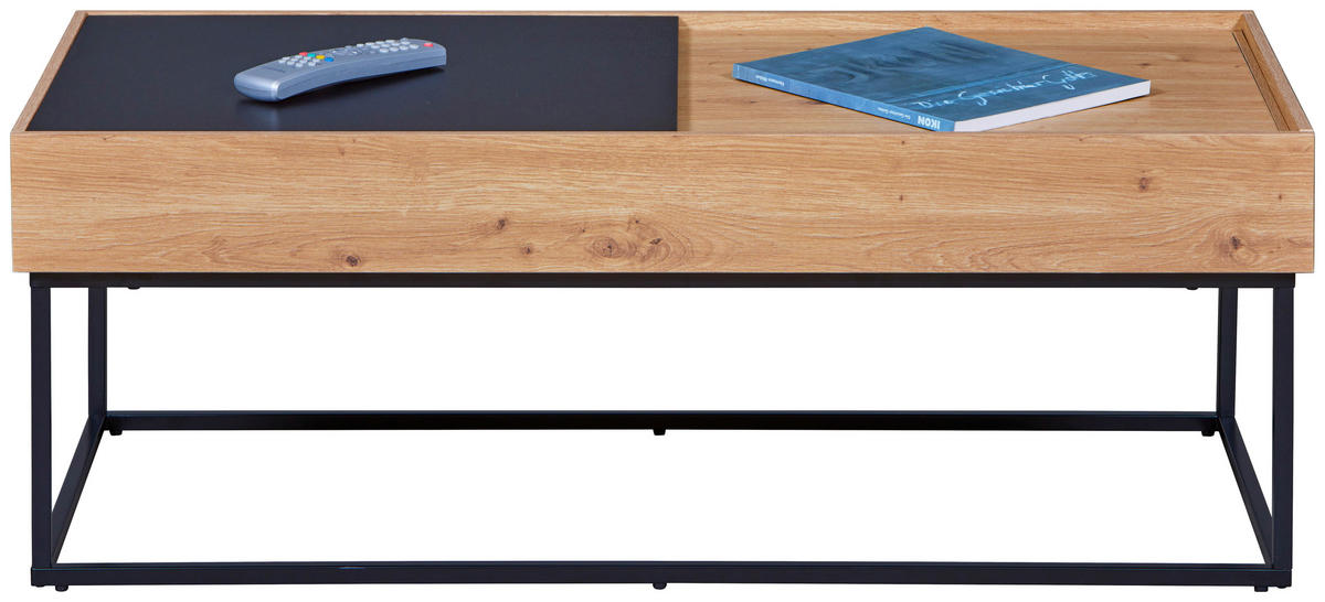 COUCHTISCH 110/50/40 cm rechteckig Schwarz, Eiche Artisan  - Schwarz/Eiche Artisan, Design, Holzwerkstoff/Metall (110/50/40cm) - Livetastic