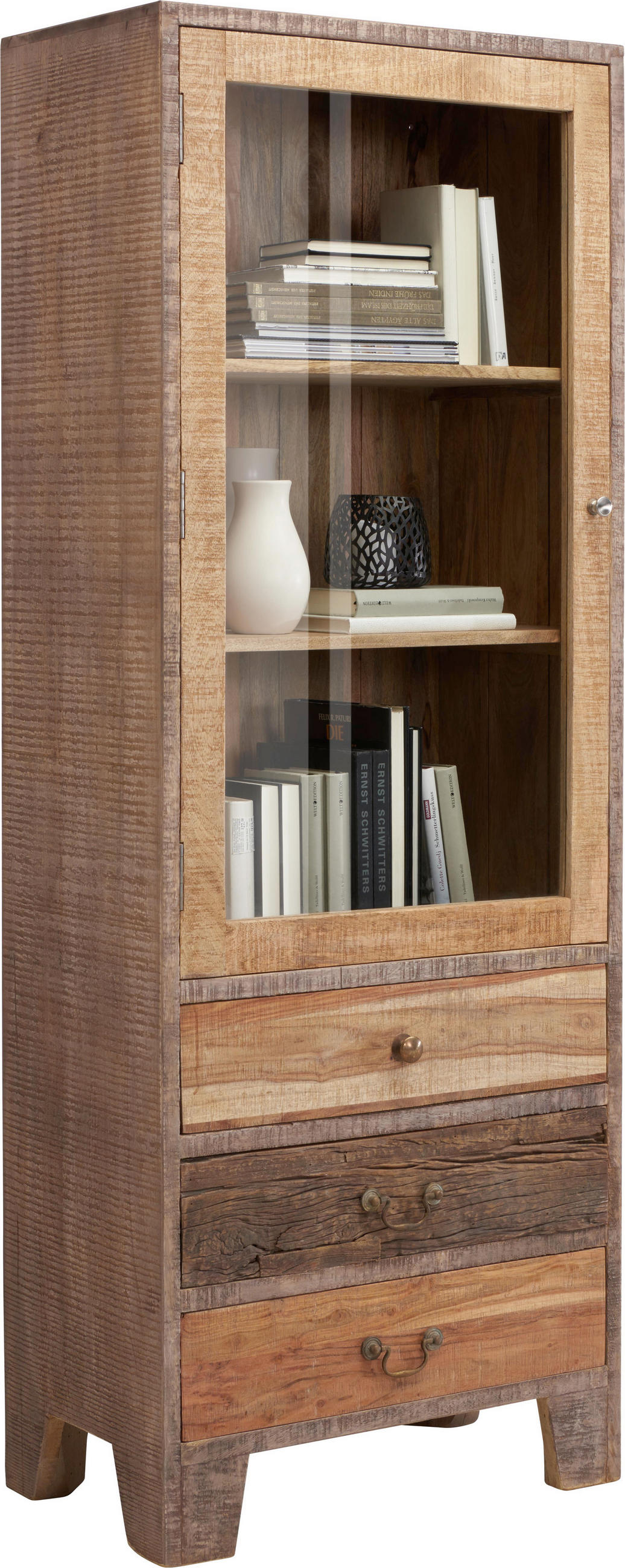 Vitrine in teilmassiv Akazie, Mangoholz Braun