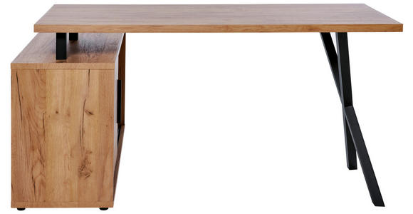 ECKSCHREIBTISCH 150/110/74 cm in Eichefarben - Eichefarben/Schwarz, MODERN, Holzwerkstoff/Metall (150/110/74cm) - Novel