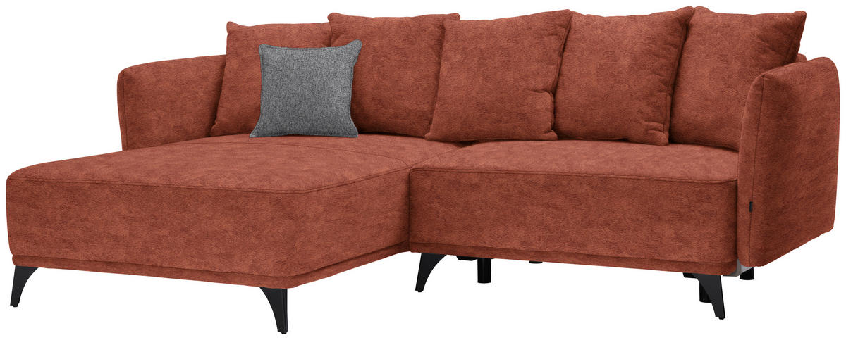 ECKSOFA in Chenille Rostfarben  172/255 cm  - Rostfarben/Schwarz, LIFESTYLE, Textil/Metall (172/255cm) - Carryhome