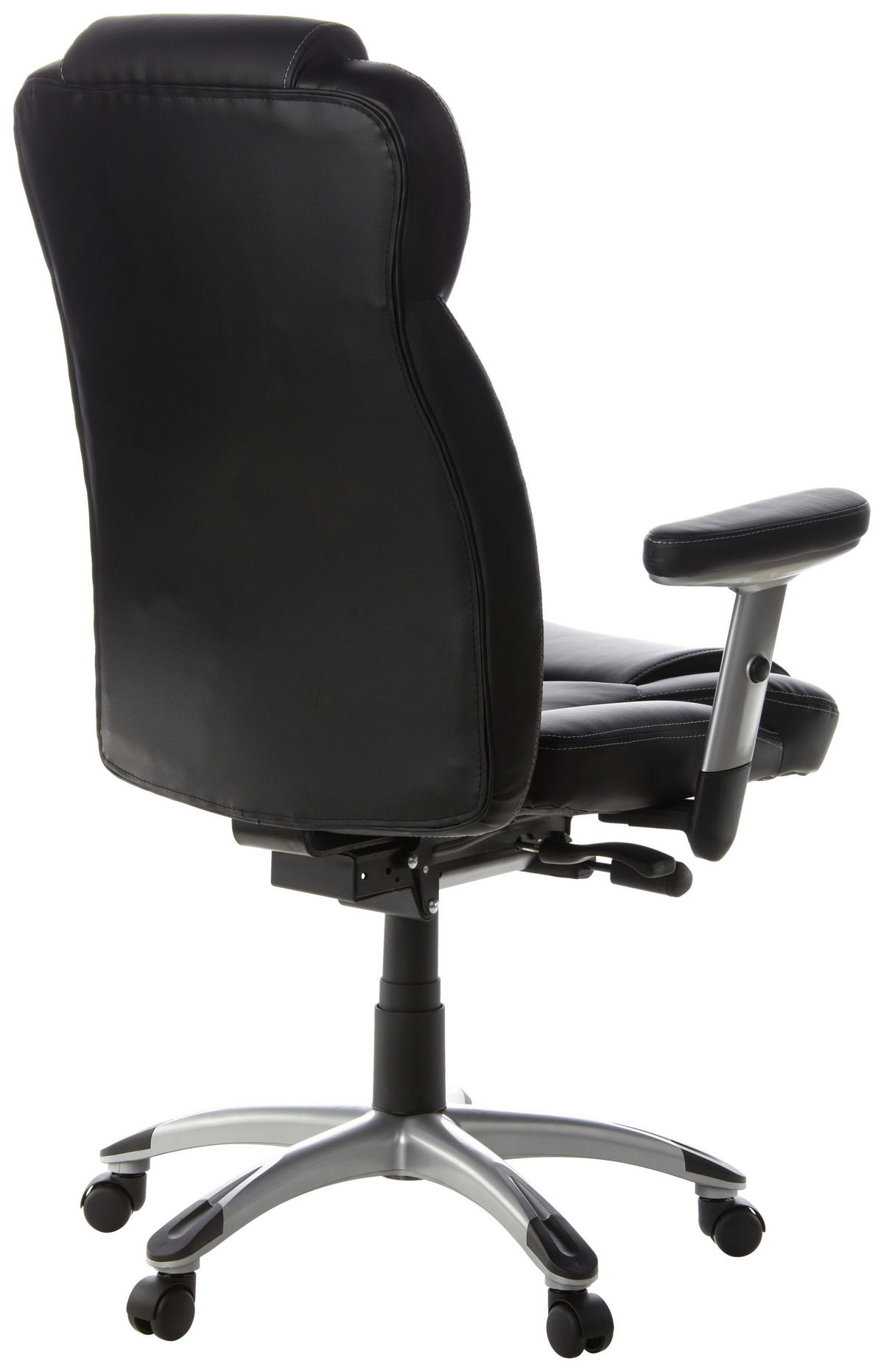 CHEFSESSEL Lederlook Schwarz, Silberfarben  - Silberfarben/Schwarz, MODERN, Leder/Kunststoff (63/131/53cm) - MID.YOU