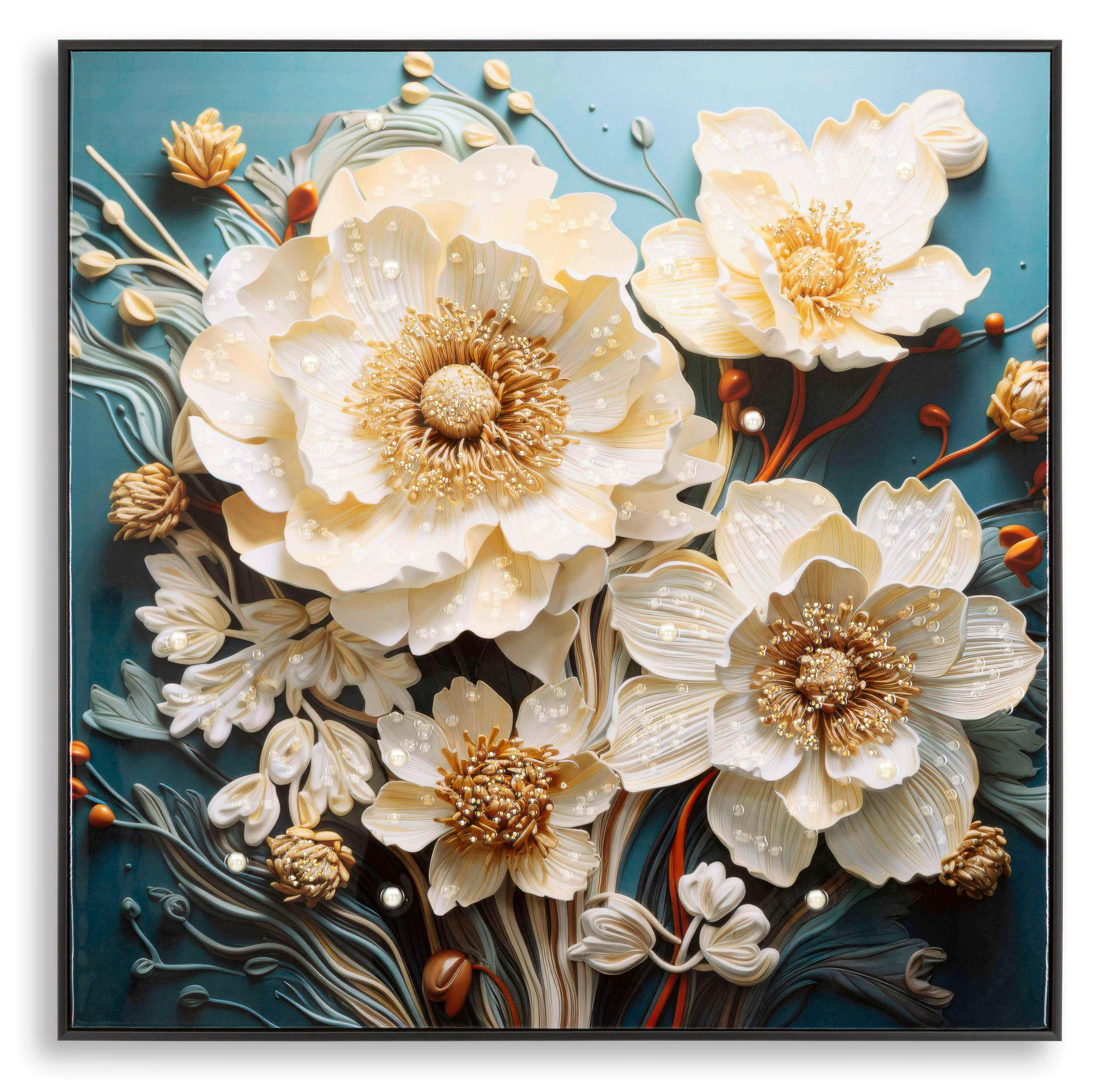 LEINWANDBILD Blumen  - Schwarz, Basics, Holz/Textil (82/82/4cm)