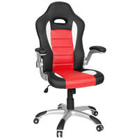 HERNÍ ŽIDLE, vzhled kůže, červená, černá, bílá - bílá/barvy stříbra, Moderní, textil/plast (64/118/57cm) - MID.YOU