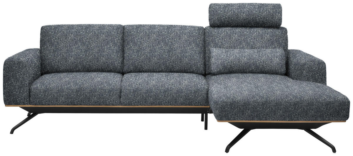 ECKSOFA Struktur Dunkelgrau  - Dunkelgrau/Schwarz, Design, Textil/Metall (262/157cm) - Novel