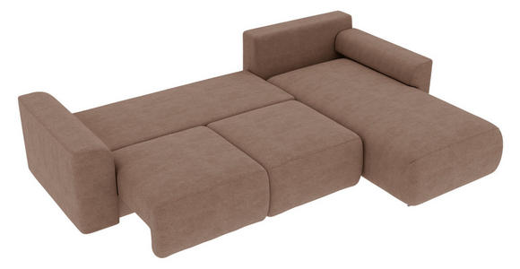 ECKSOFA Taupe Lederlook - Taupe/Chromfarben, KONVENTIONELL, Kunststoff/Textil (293/195cm) - Carryhome