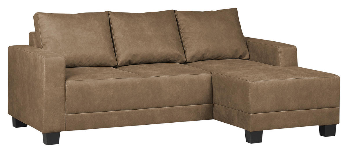 ECKSOFA Schlammfarben Mikrofaser  - Schlammfarben/Braun, Design, Holz/Textil (200/144cm) - MID.YOU