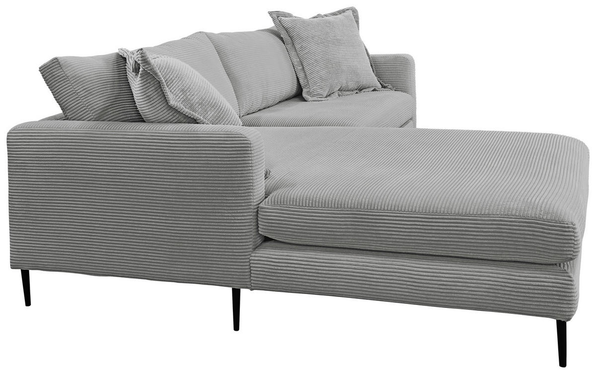 ECKSOFA in Cord Grau  - Schwarz/Grau, Design, Textil/Metall (193/268cm) - P & B