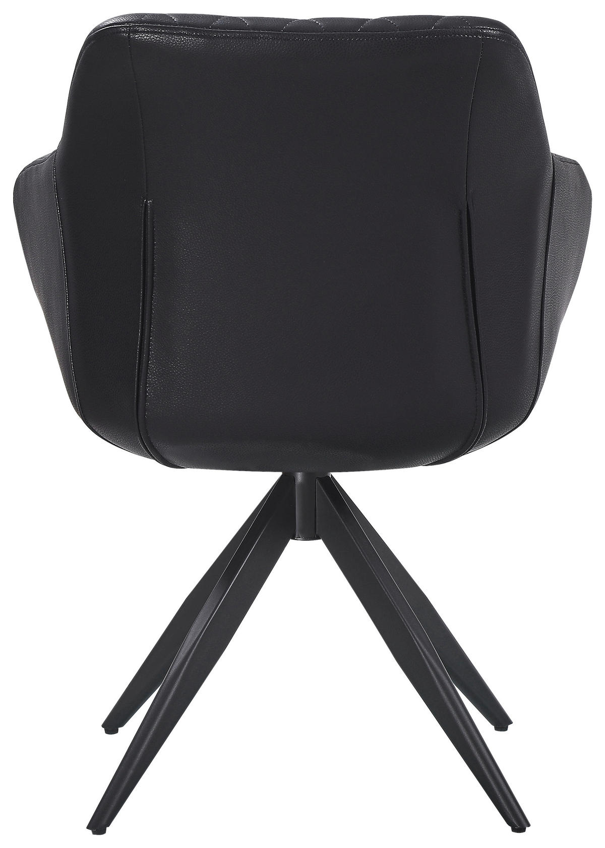ARMLEHNSTUHL  Sitzfläche 360° drehbar  Echtleder  Schwarz  - Schwarz, MODERN, Leder/Metall (61/83/62cm) - Livetastic