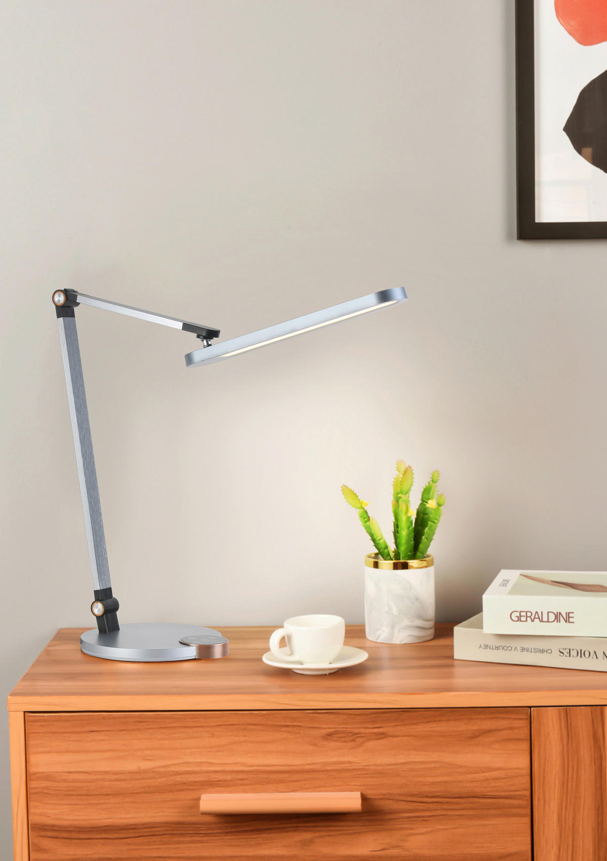 LED ÍRÓASZTALI LÁMPA - krómszínű/fekete, Basics, műanyag/fém (76cm) - Novel