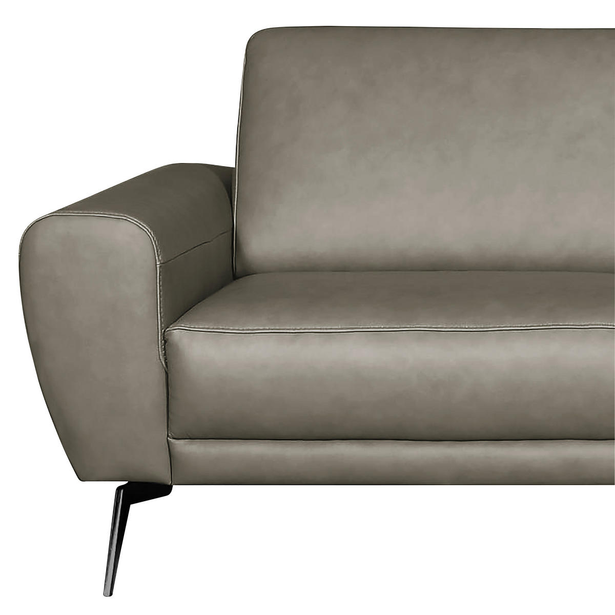 3-SITZER-SOFA in Echtleder Grau  - Schwarz/Grau, Design, Leder/Metall (207/85/92cm) - Livetastic