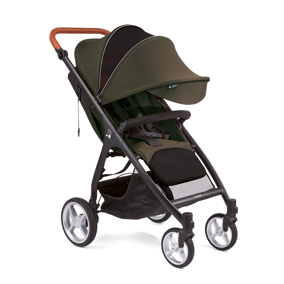 BUGGY Smiloo Happy+  - Schwarz/Olivgrün, Basics, Textil/Metall (60/106/100cm) - Gesslein