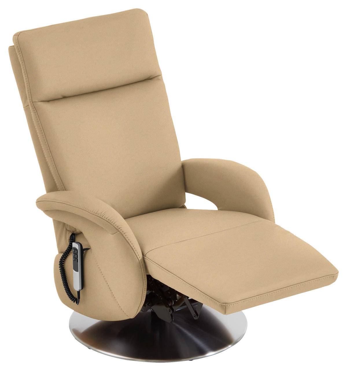 RELAXSESSEL Leder Beige  - Edelstahlfarben/Beige, Design, Leder/Metall (70/108/80cm) - Cantus