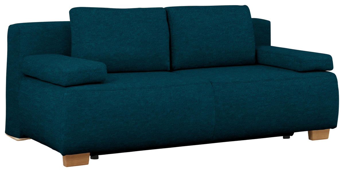 BOXSPRINGSOFA in Webstoff Petrol  - Petrol/Naturfarben, Modern, Holz/Textil (205/93/108cm) - Venda