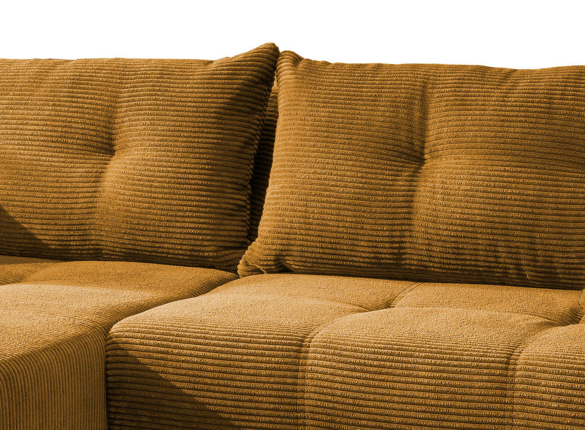 ECKSOFA in Cord Goldfarben  - Goldfarben/Schwarz, Modern, Holz/Textil (177/246cm) - MID.YOU