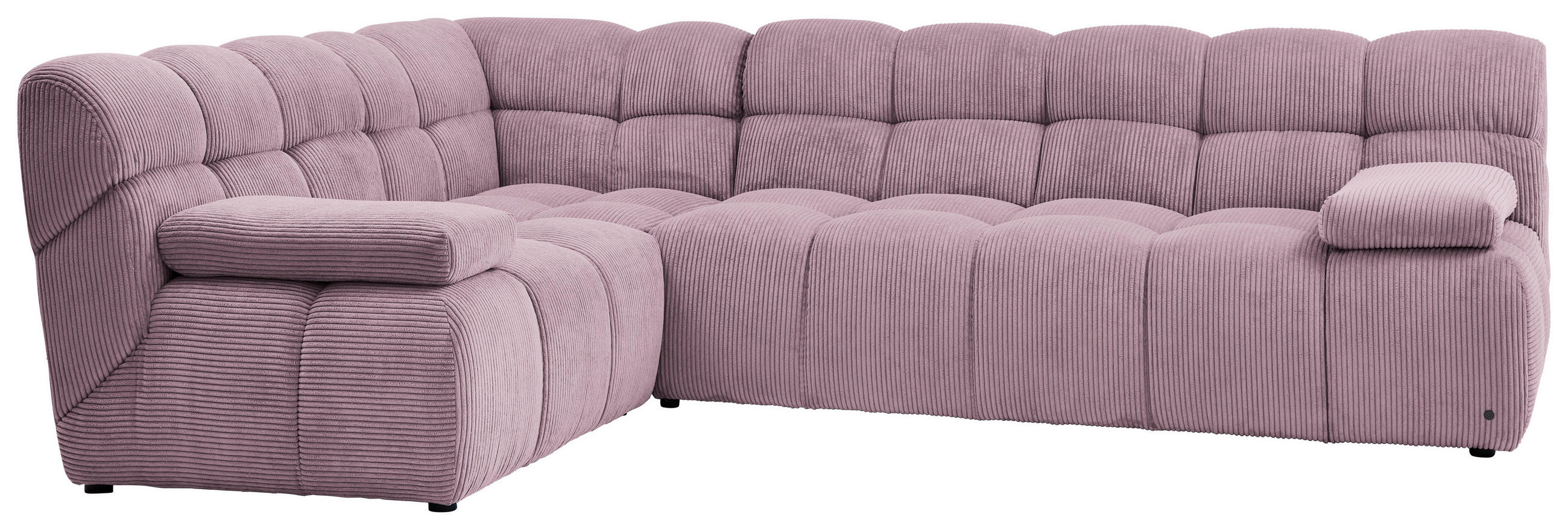 ECKSOFA Mauve Cord Rücken echt  - Mauve/Schwarz, KONVENTIONELL, Kunststoff/Textil (195/265cm) - Tom Tailor