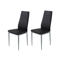 STUHL-SET 2 Stück  in Stahl Lederlook Metall, Textil  - Schwarz/Alufarben, MODERN, Textil/Metall (42/98/44cm) - MID.YOU