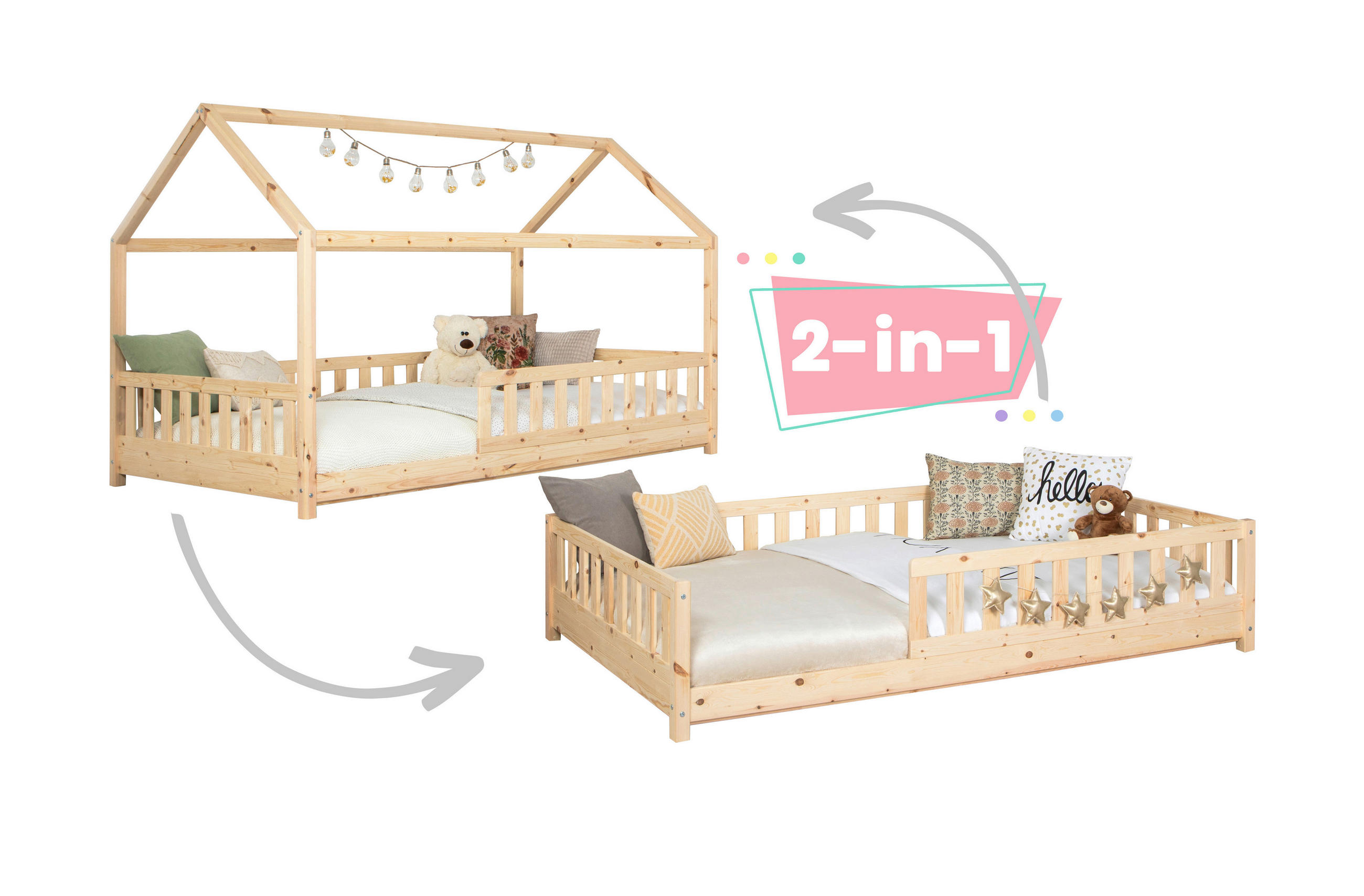HAUSBETT Absturzsicherung, Rollrost 120/200 cm  - Naturfarben, MODERN, Holz (120/200cm) - MID.YOU