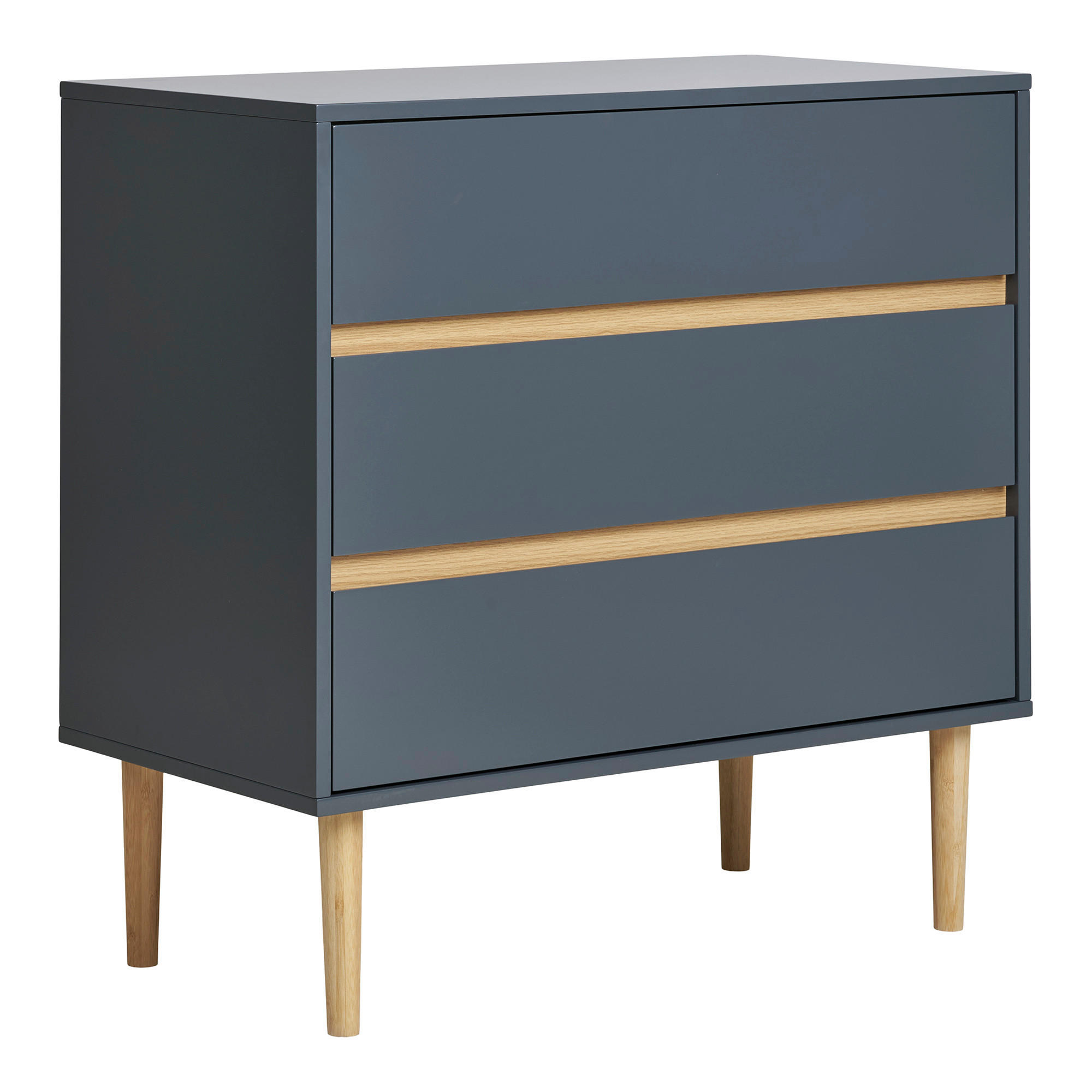 KOMMODE Bisley Chest, 80/80/40 cm, 3 Schublade(n)  - Dunkelgrau/Kieferfarben, Design, Holz/Holzwerkstoff (80/80/40cm) - MID.YOU