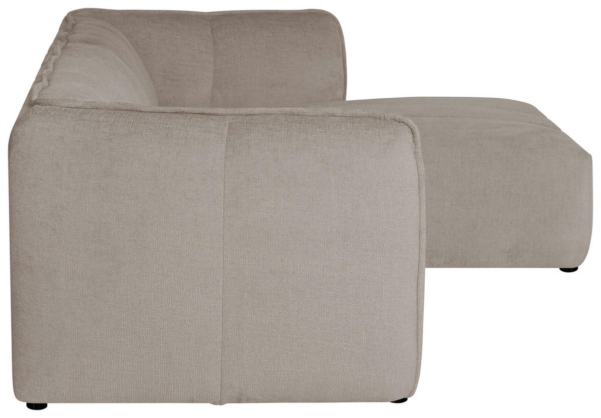 ECKSOFA LIVOLI in Chenille Creme  246/160 cm  - Creme/Schwarz, Design, Textil (246/160cm) - MID.YOU