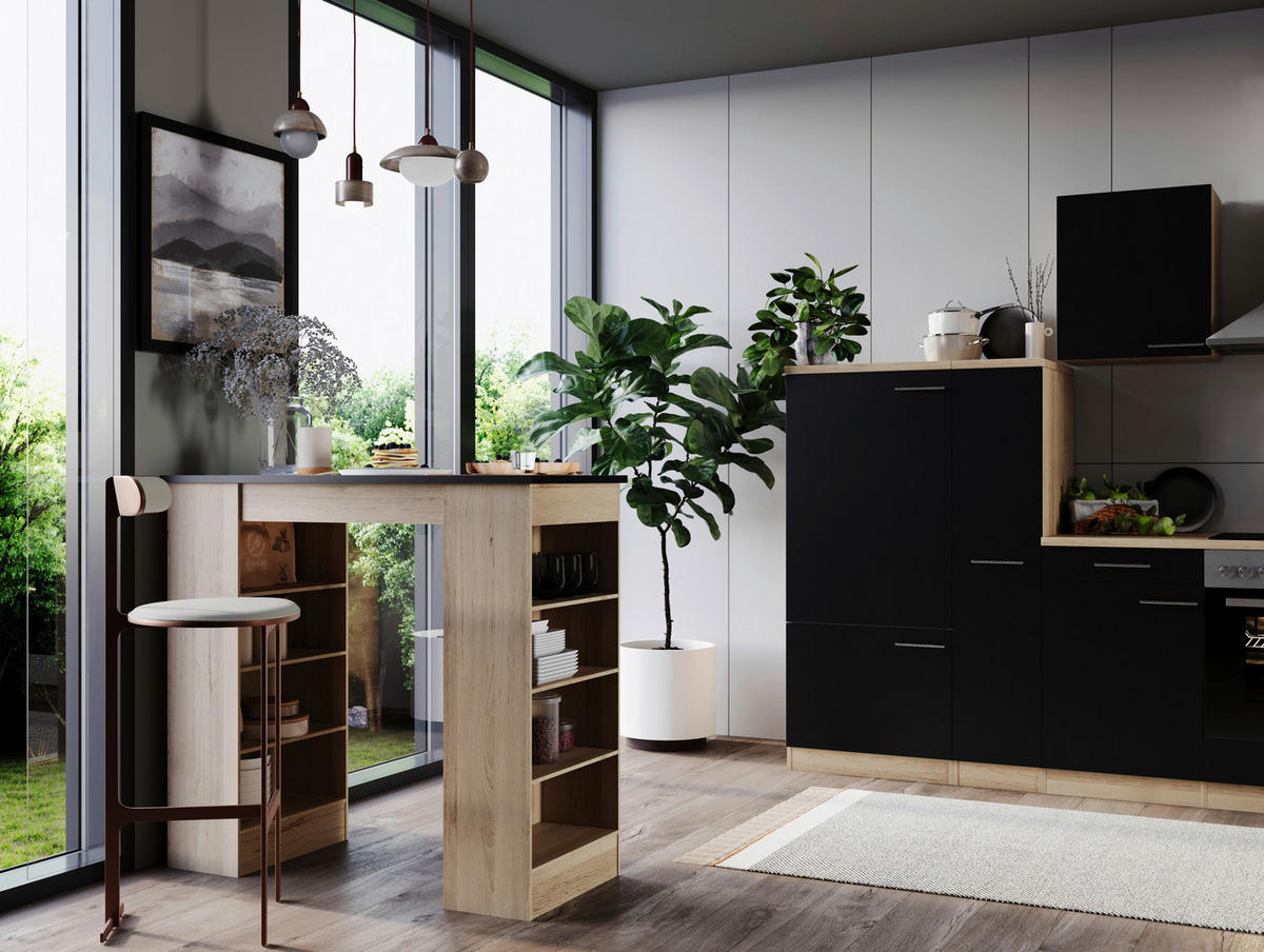 BARTISCH rechteckig Schwarz, Eichefarben  - Eichefarben/Schwarz, Design, Holzwerkstoff (103/50/115cm) - Respekta