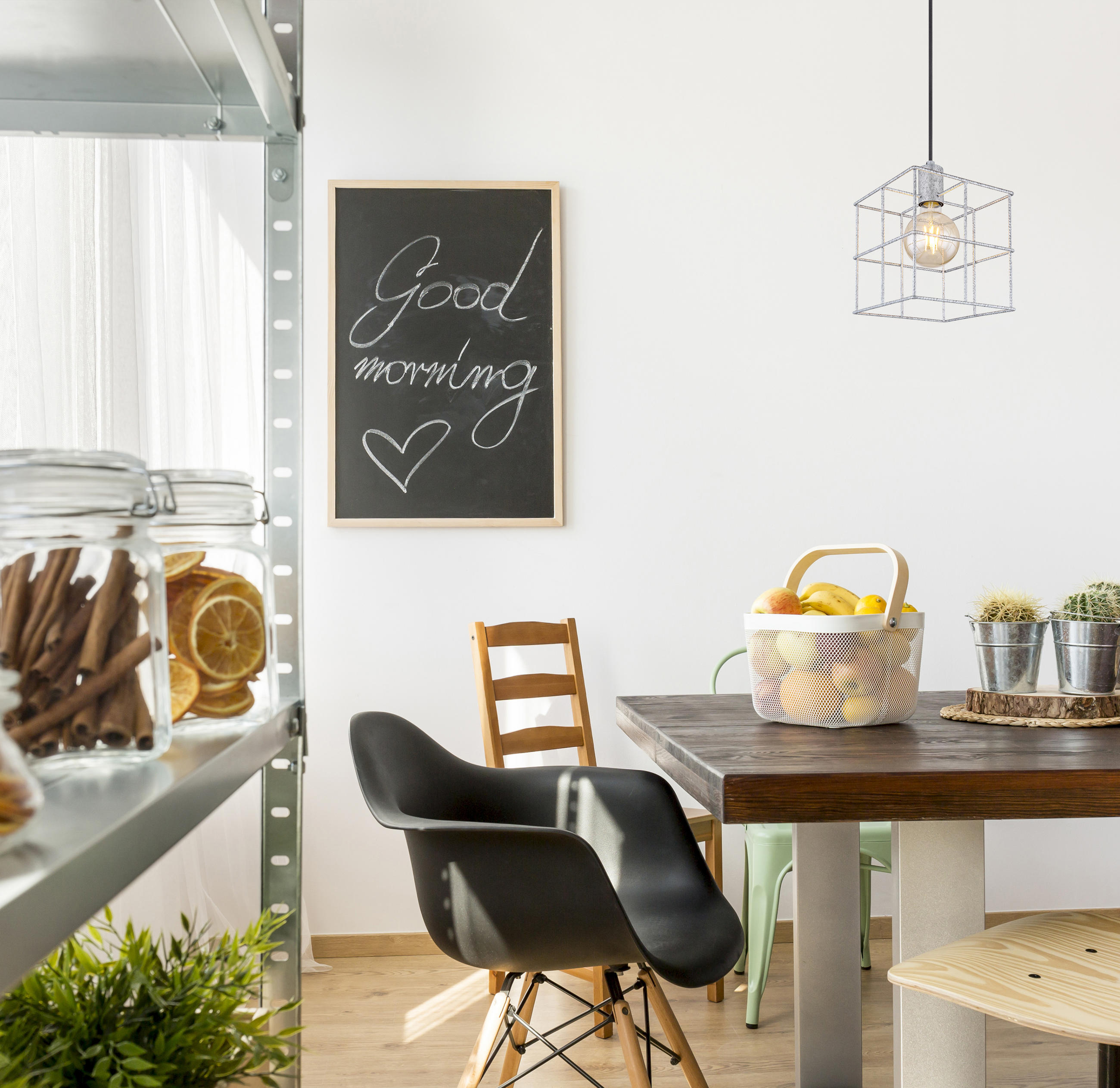 HÄNGLAMPA Merril 20/20/150 cm  - zinkfärgad, Design, metall (20/20/150cm) - Globo