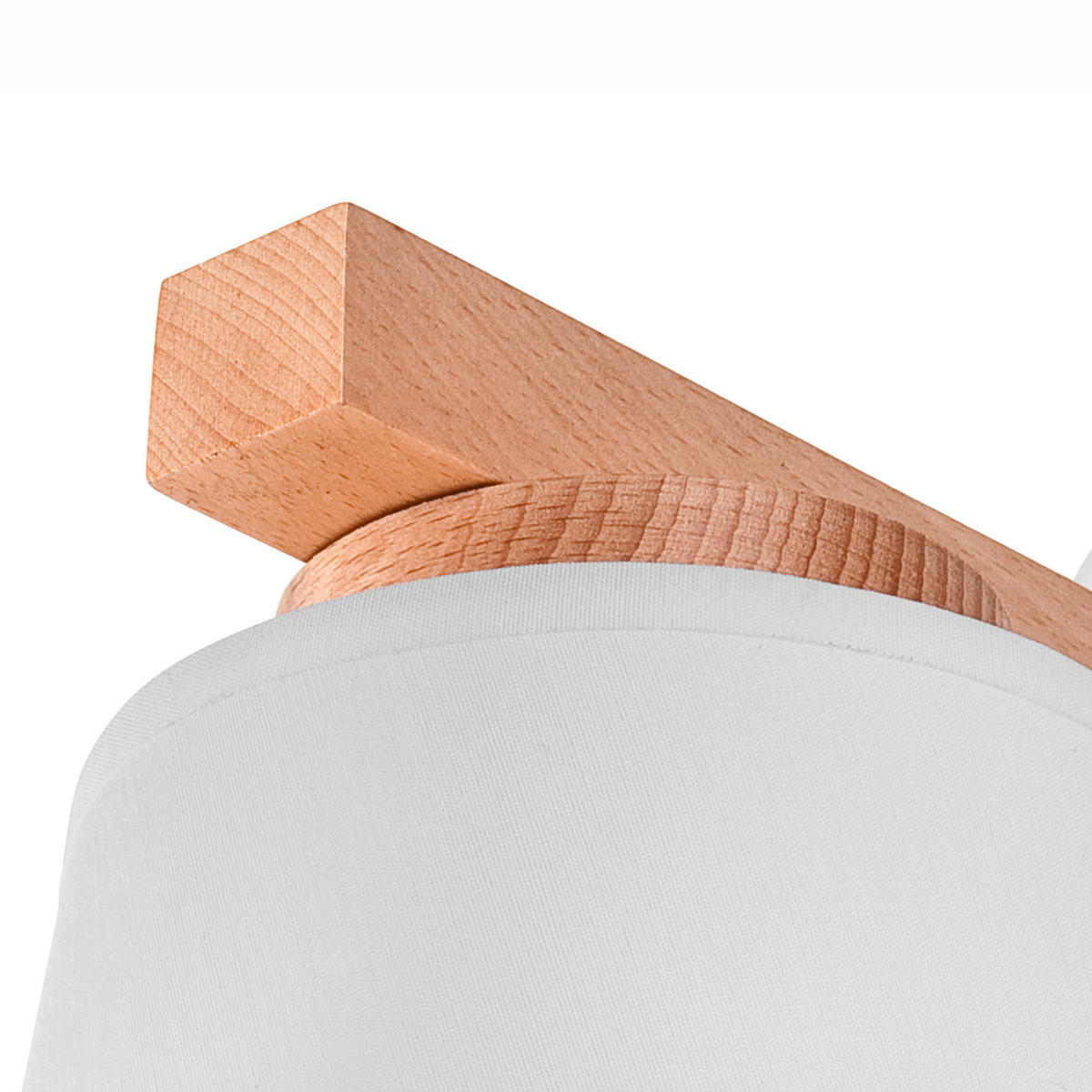 WANDLEUCHTE 24/22/16 cm   - Weiß Hochglanz, Natur, Holz/Textil (24/22/16cm)