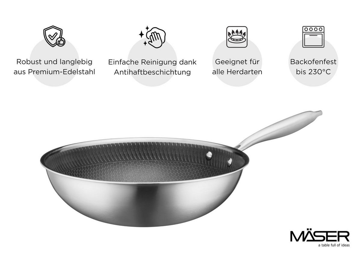 WOK HESTIA KERAMIK Keramikbeschichtung  - Silberfarben/Schwarz, Basics, Metall (30/9cm) - Mäser
