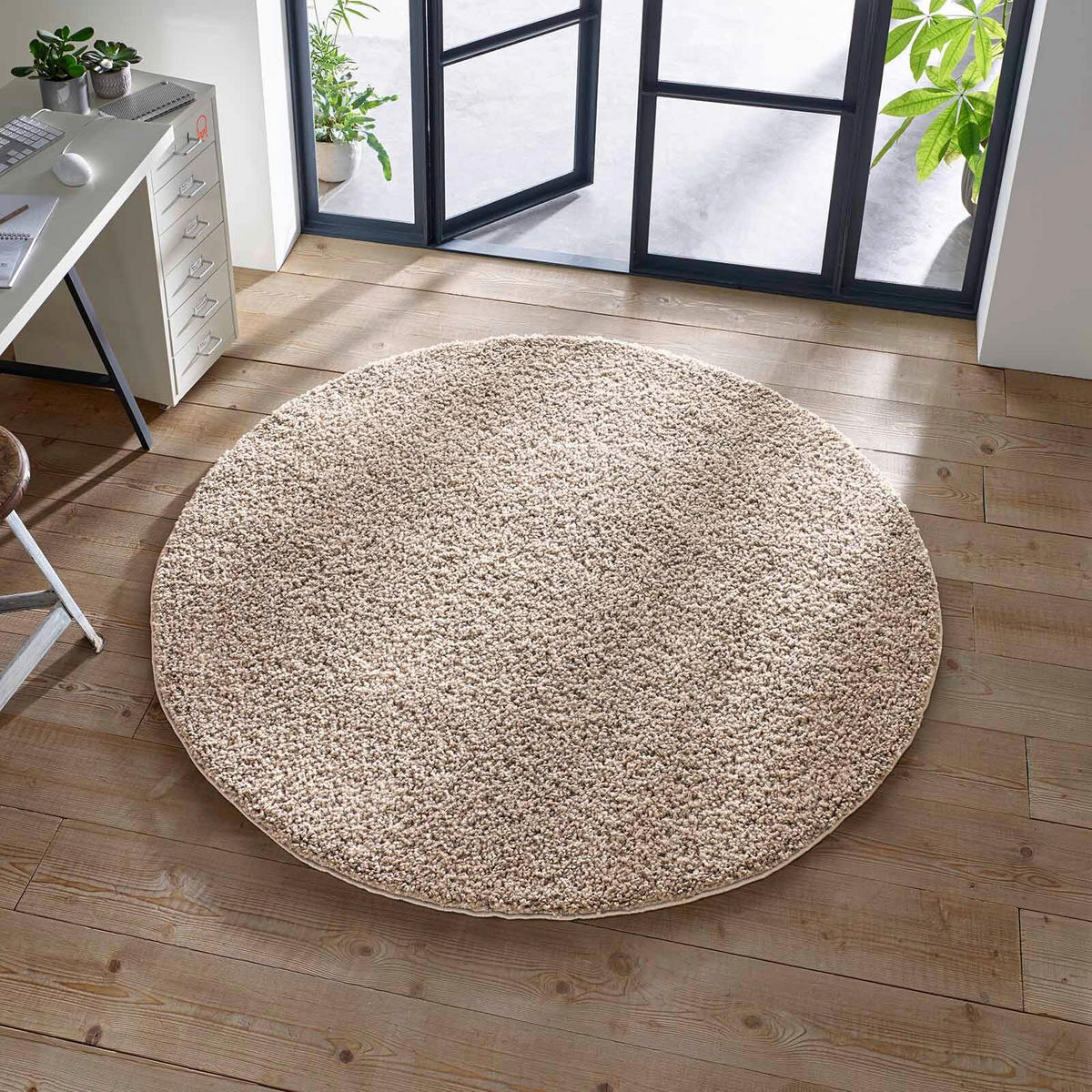 HOCHFLORTEPPICH 120 cm Venezia Beige rund  - Beige, KONVENTIONELL, Textil (120cm) - Novel