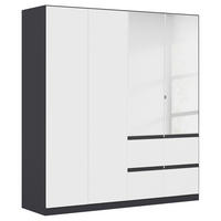 KLEIDERSCHRANK Grau, Weiß 4 Tür(en)  - Silberfarben/Weiß, Trend, Holzwerkstoff/Kunststoff (181/197/54cm) - Xora