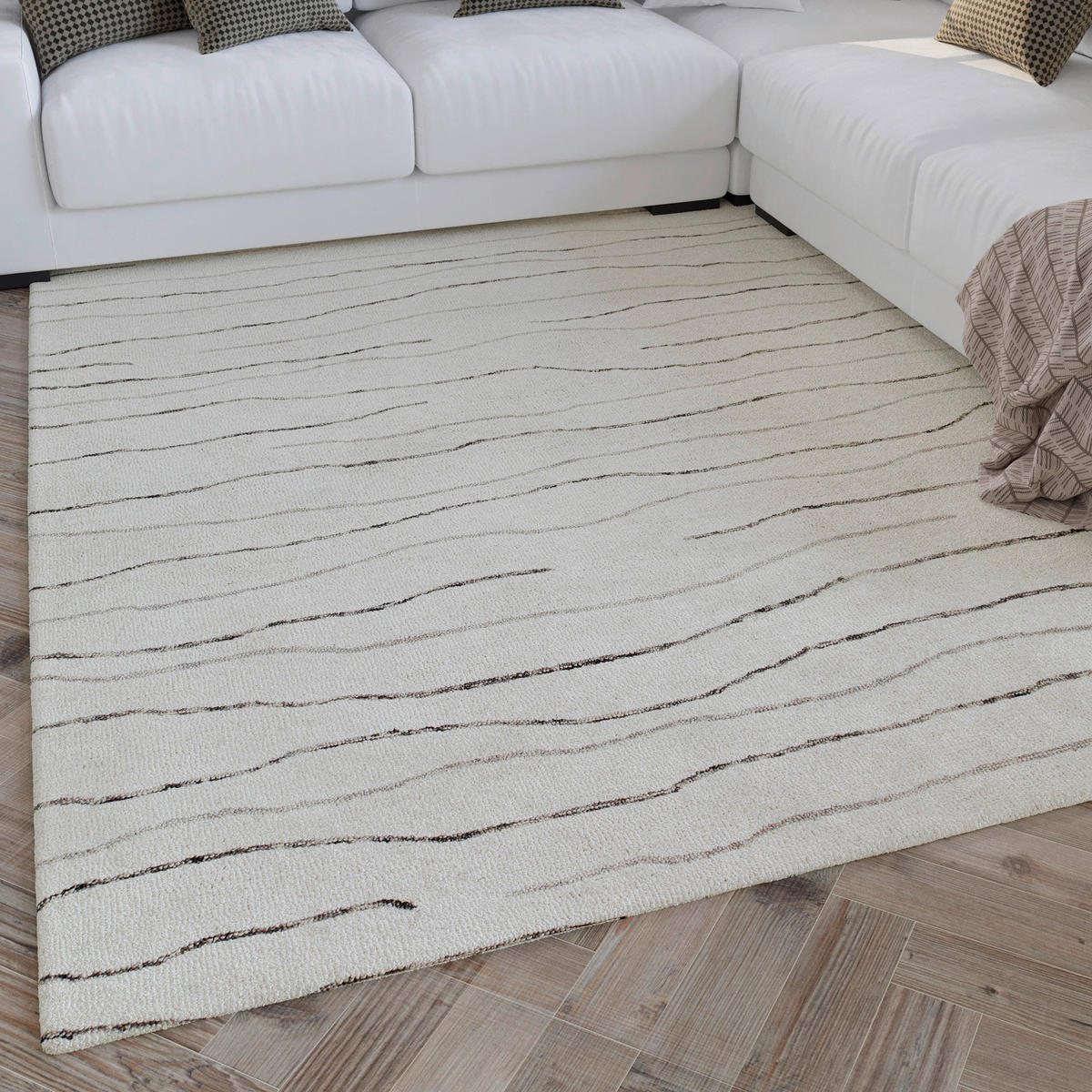 TUFTTEPPICH 300/400 cm Hamptons ELEVEN Creme, Grau, Weiß  - Creme/Weiß, KONVENTIONELL, Textil (300/400cm) - WECON HOME