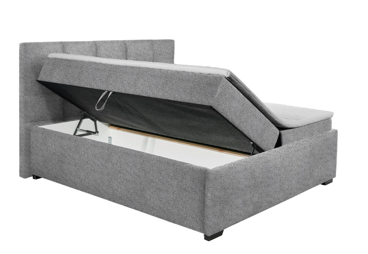 POLSTERBETT Matratze, Bettkasten, Topper Hellgrau 180/200 cm  - Hellgrau/Graphitfarben, KONVENTIONELL, Kunststoff/Textil (180/200cm) - Esposa