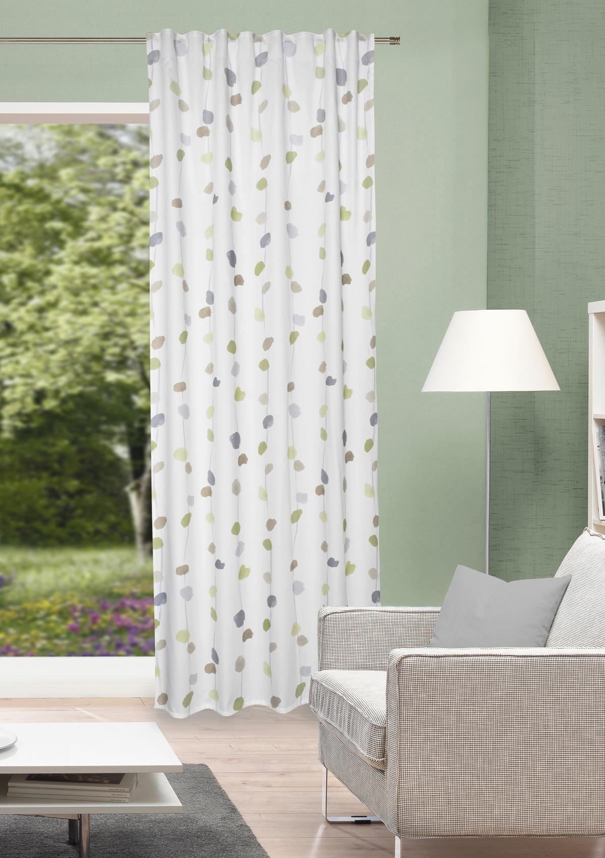 FERTIGVORHANG  blickdicht   135/245 cm  - Grün, KONVENTIONELL, Textil (135/245cm)