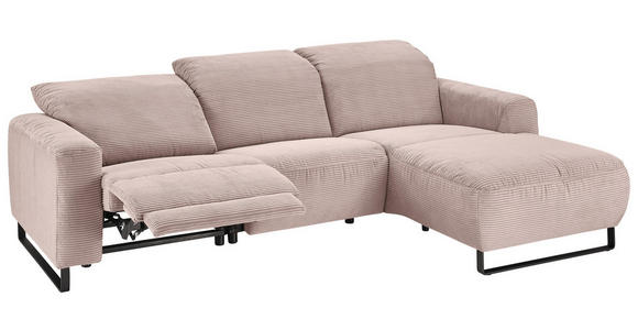 ECKSOFA in Cord Rosa  - Schwarz/Rosa, KONVENTIONELL, Textil/Metall (266/180cm) - Hom`in