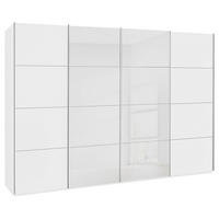SCHWEBETÜRENSCHRANK 316/235/68 cm 4-türig Weiß  - Chromfarben/Weiß, KONVENTIONELL, Glas/Holzwerkstoff (316/235/68cm) - Novel