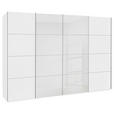SCHWEBETÜRENSCHRANK 316/235/68 cm 4-türig Weiß  - Chromfarben/Weiß, KONVENTIONELL, Glas/Holzwerkstoff (316/235/68cm) - Novel