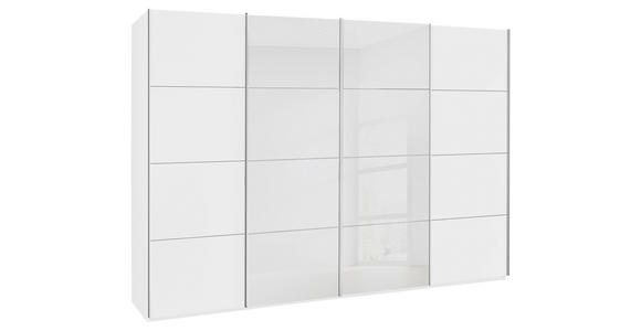 SCHWEBETÜRENSCHRANK 316/235/68 cm 4-türig Weiß - Chromfarben/Weiß, KONVENTIONELL, Glas/Holzwerkstoff (316/235/68cm) - Novel