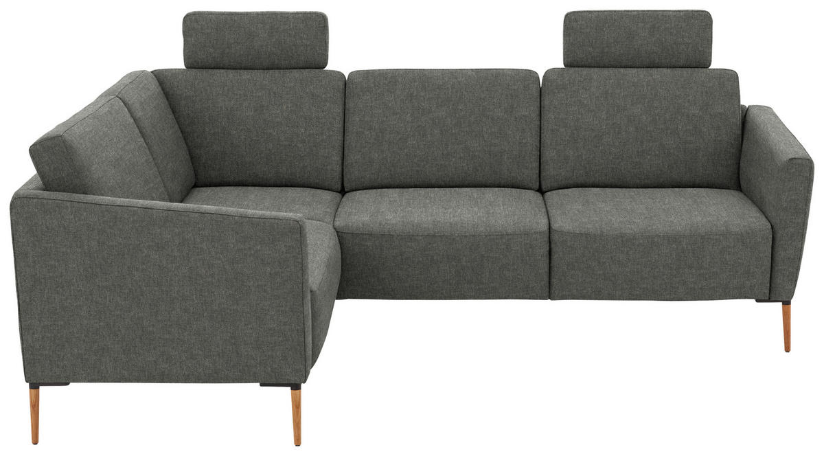 ECKSOFA  in Flachgewebe Grau  189/236 cm  - Eichefarben/Grau, Design, Holz/Textil (189/236cm) - Valnatura