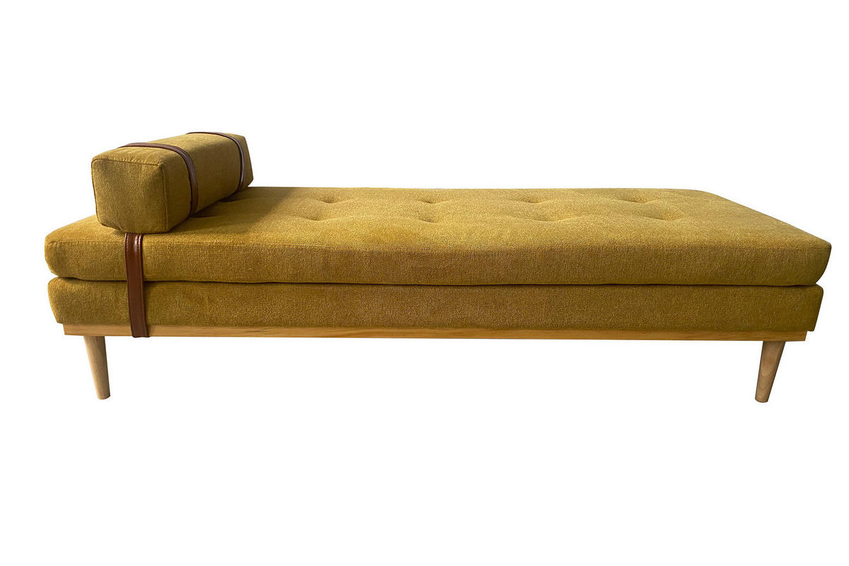 CHAISELONGUE Struktur Gelb  - Gelb/Naturfarben, MODERN, Holz/Textil (180/42/75cm) - Livetastic