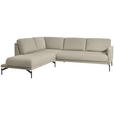 ECKSOFA in Flachgewebe Beige  - Anthrazit/Beige, Design, Textil/Metall (230/254cm) - Ambiente