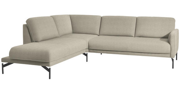 ECKSOFA in Flachgewebe Beige  - Anthrazit/Beige, Design, Textil/Metall (230/254cm) - Ambiente