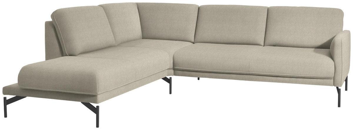 ECKSOFA in Flachgewebe Beige  - Anthrazit/Beige, Design, Textil/Metall (230/254cm) - Johann Jakob