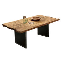ESSTISCH 200/100/77 cm Echtholz  Holz, Metall rechteckig Naturfarben, Schwarz  - Schwarz/Naturfarben, MODERN, Holz/Metall (200/100/77cm) - MID.YOU