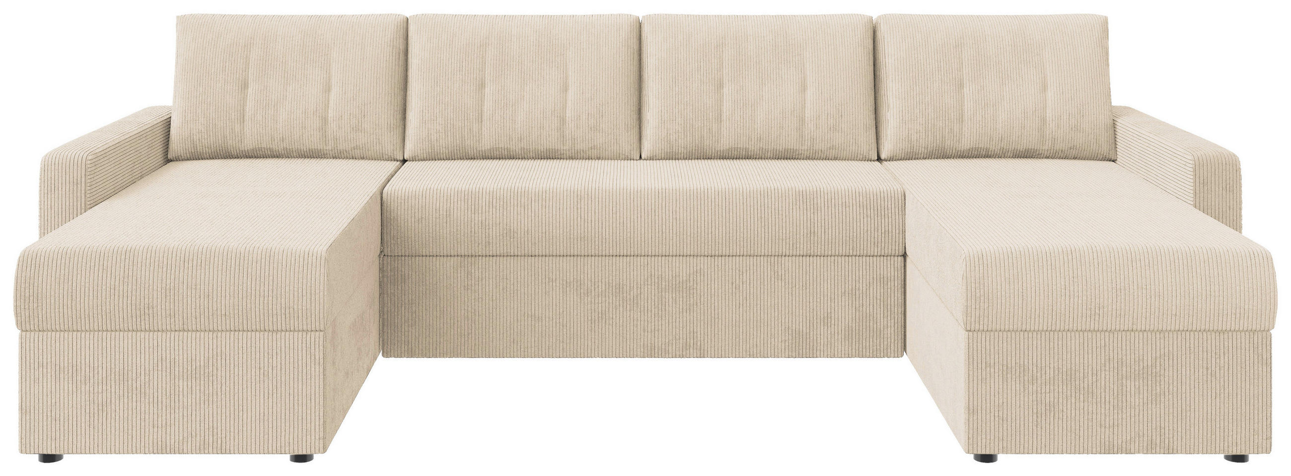 WOHNLANDSCHAFT Elfenbein Cord  - Elfenbein/Schwarz, KONVENTIONELL, Kunststoff/Textil (152/290/152cm) - Ti'me