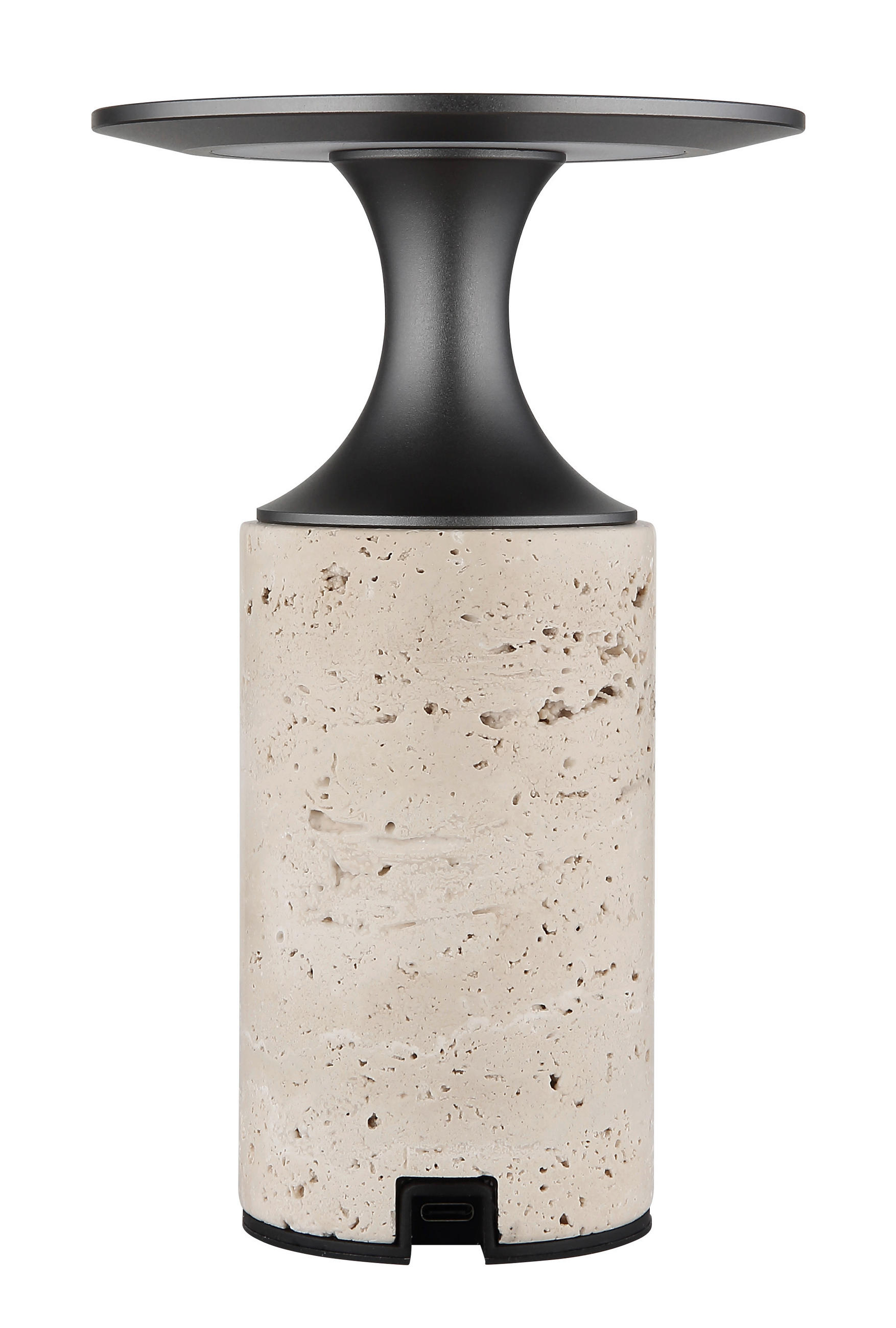 Akku-tischleuchte Travertin Graphitfarben Weiß D: 12 Cm